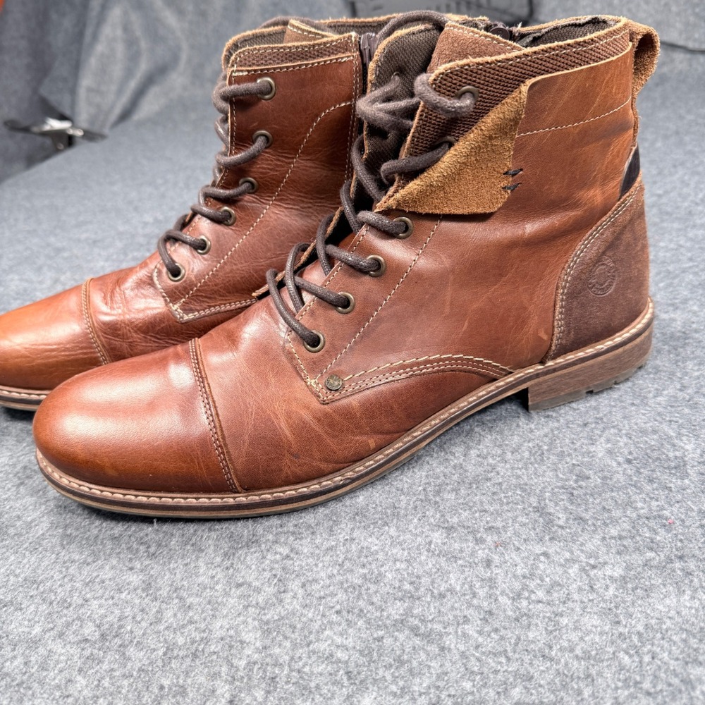 Hand Crafted Leather Cap Toe Boots Brown Bull Boxer Side Zip Mens 46 EU 13 US